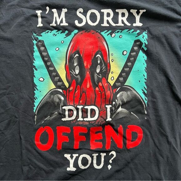 Marvel Deadpool I'm Sorry Did I Offend You Black Short Sleeve T-Shirt Size 3XL - Picture 2 of 7